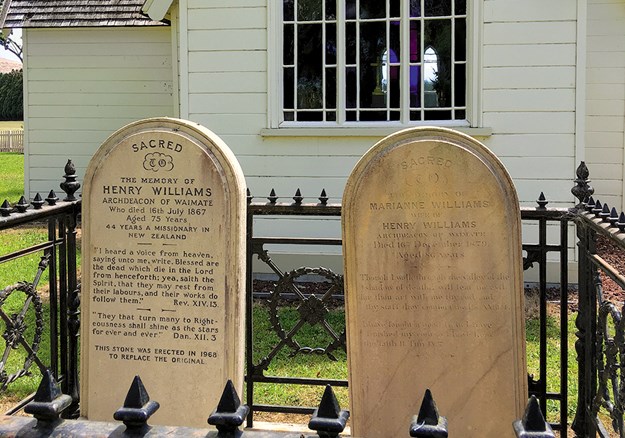 Gravestones of Reverend Henry Williams and his wife Marianne at the Holy Trinity church.jpg