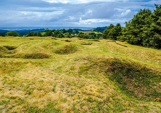 The impressive jumble of tunnels, trenches and mounds still pockmarks the battle site at Ruapekapeka.jpg