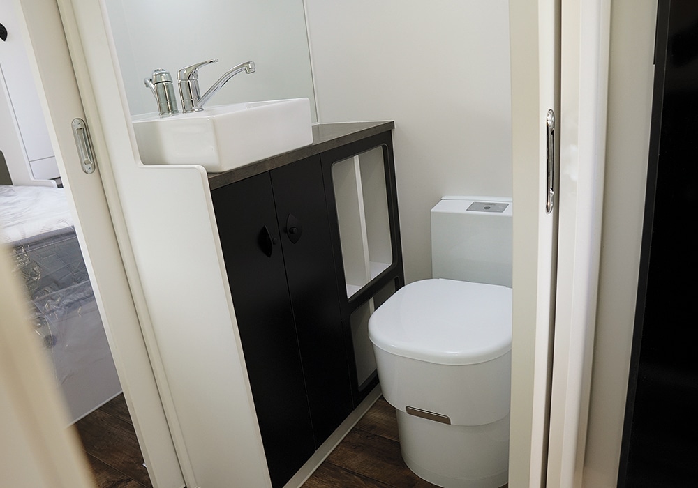 NZMCD Washroom inside NextGen Karikari Caravan