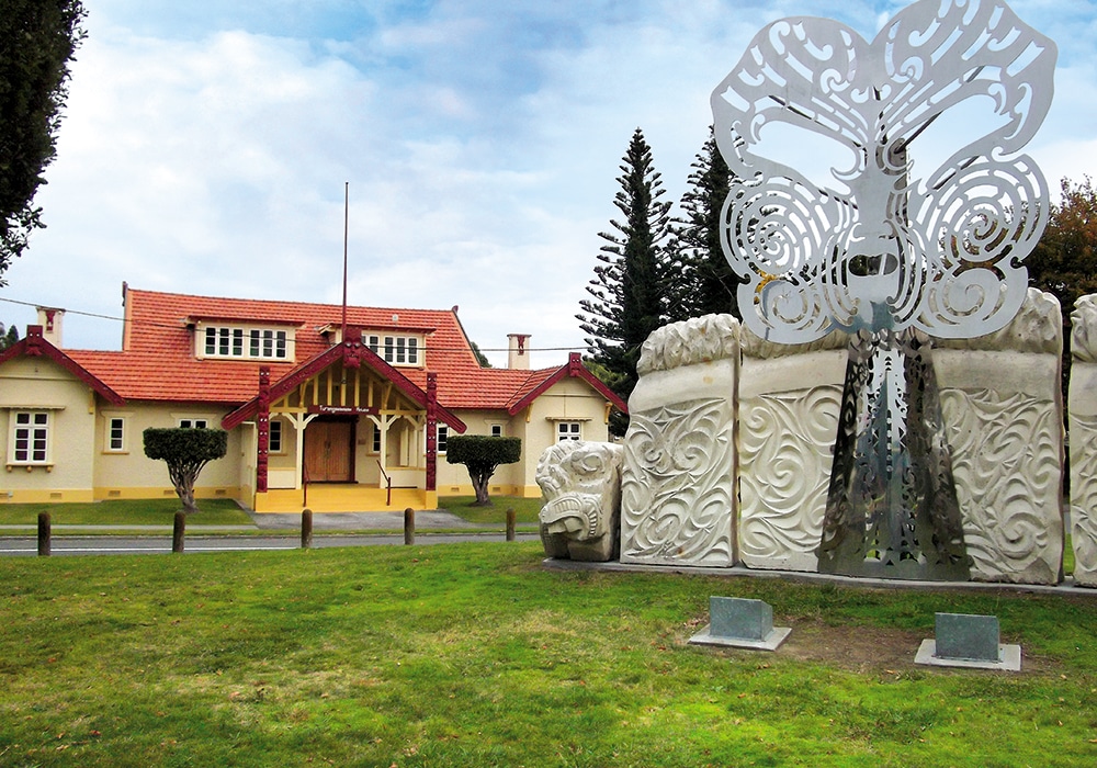 NZMCD Turangawaewae House and The King's Mask Sculpture