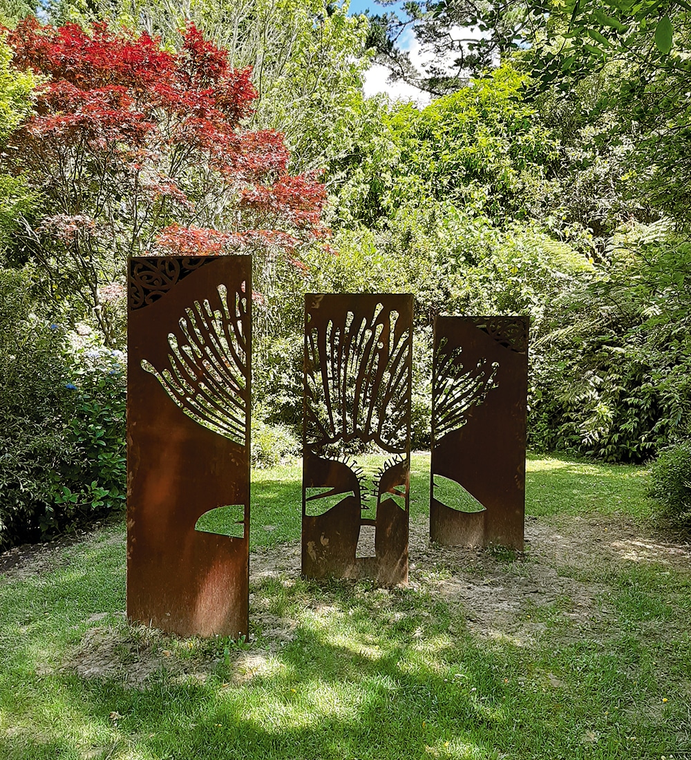 NZMCD On the sculpture walk at Kaipara Plant and Sculpture Gardens